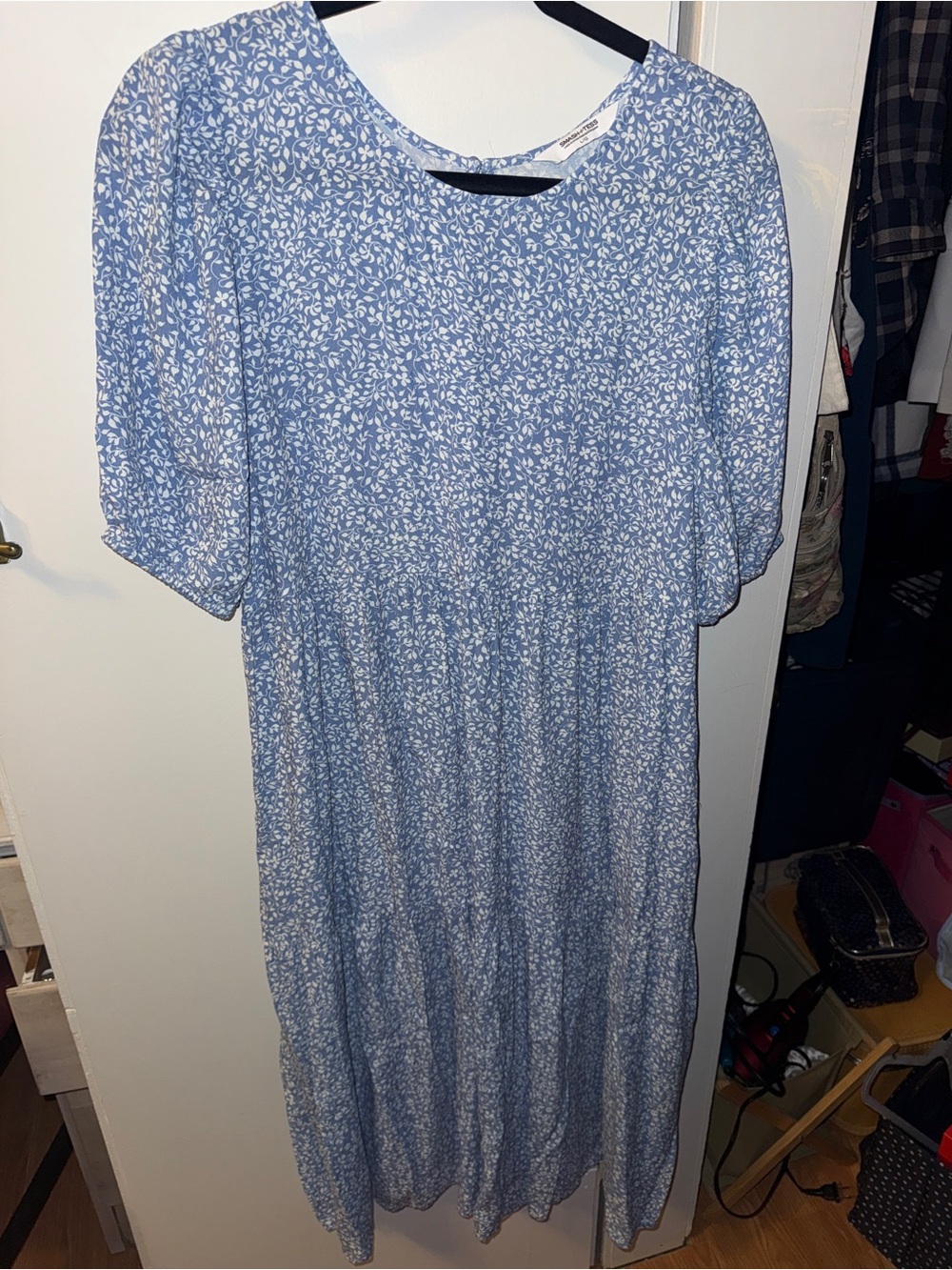 Smash + Tess Light Blue Floral Tiered Midi Dress